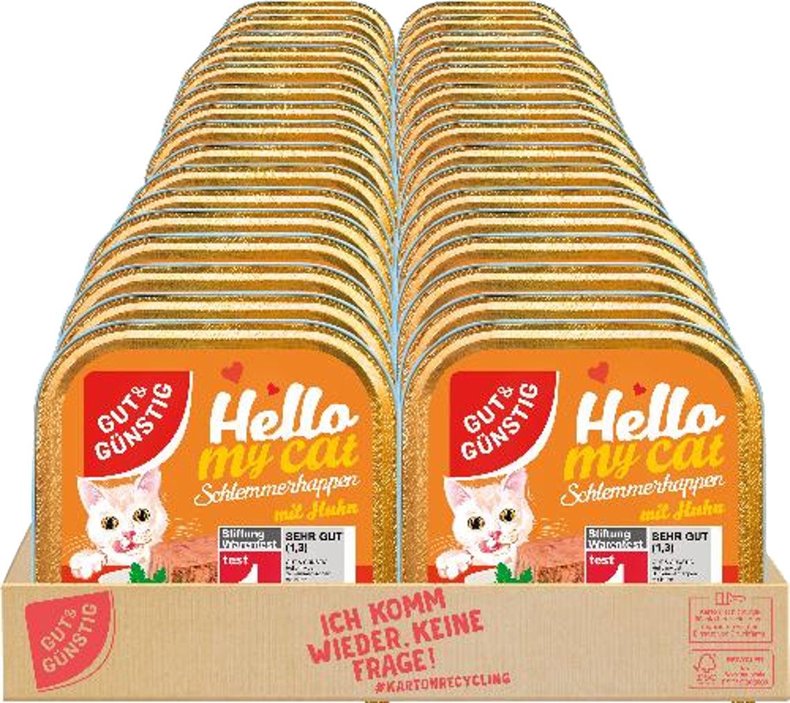 Karton-Preis! GUT&GÜNSTIG Hello my Cat Schlemmerhappen Katzennahrung