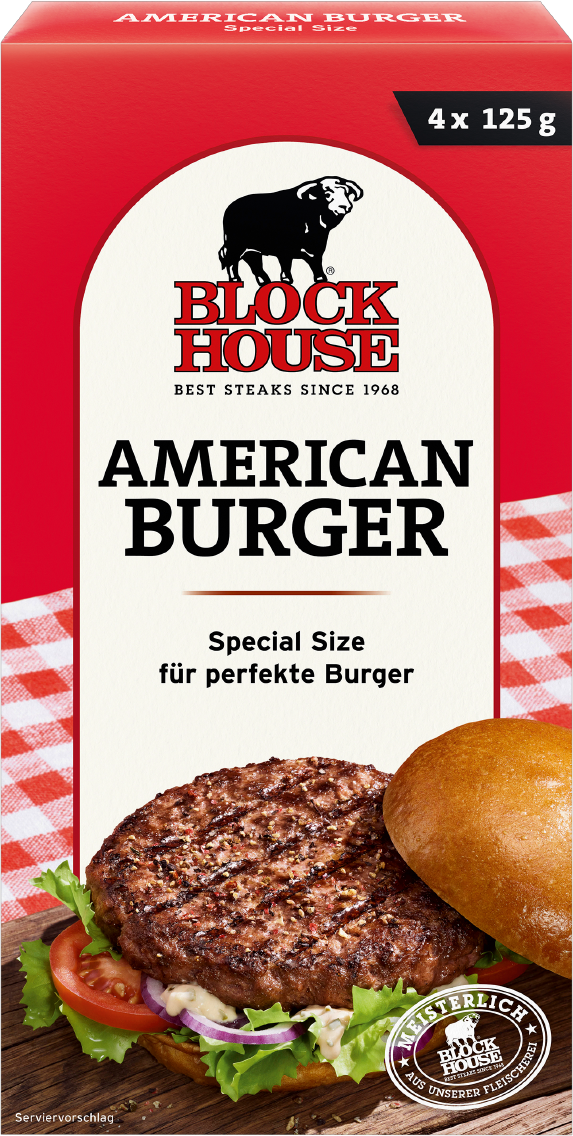 Block House American, Angus, Cheese, Block, Regional oder Bio Burger