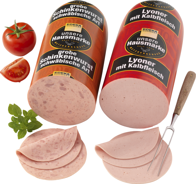 Schinkenwurst schwäbische Art oder Lyoner mit Kalbfleisch