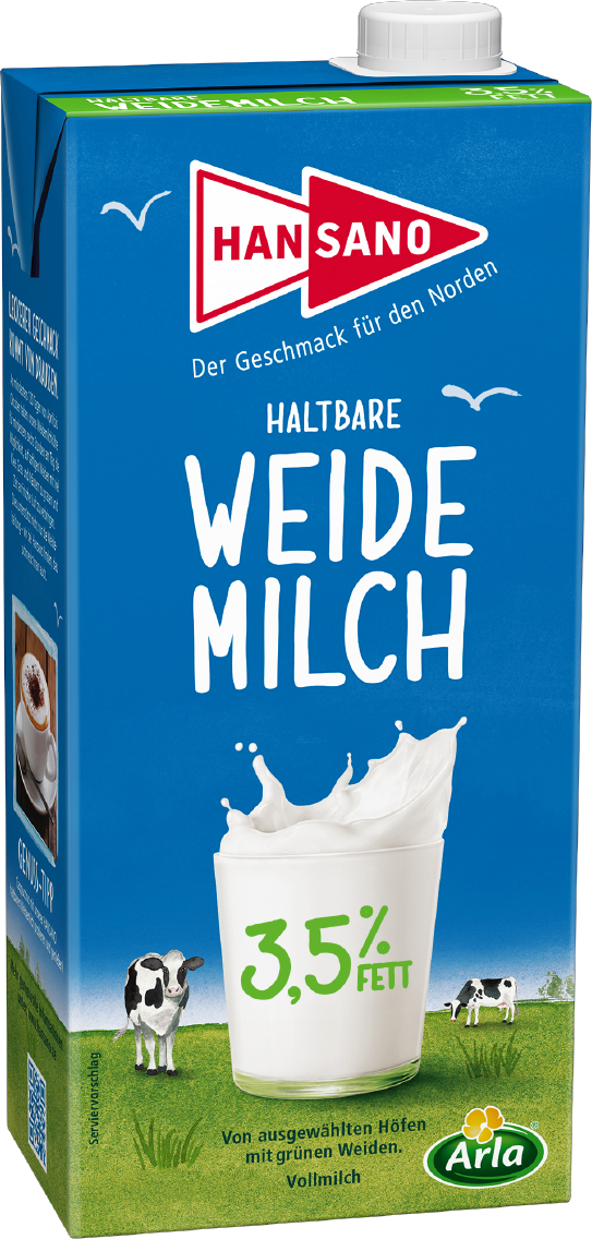 Hansano frische oder haltbare Weidemilch