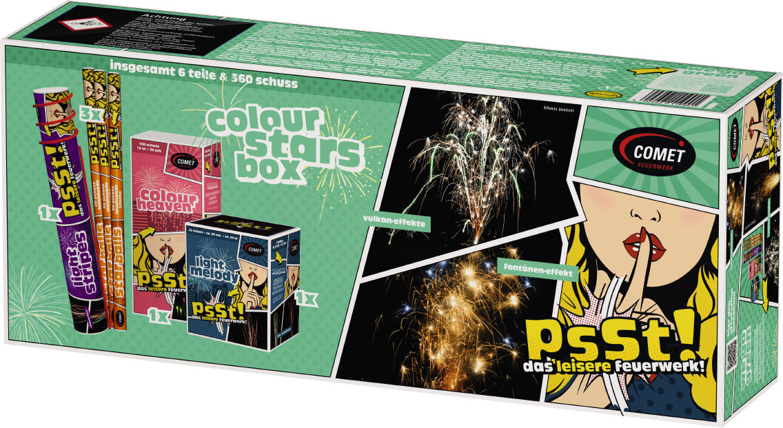 Psst! das leisere Feuerwerk Mega-Box "Colour Stars"