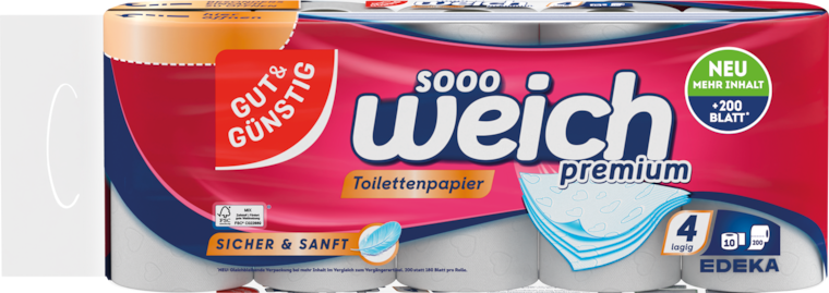 GUT&GÜNSTIG Toilettenpapier sooo weich 4-lagig, sicher & sanft