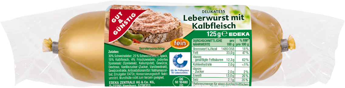 GUT&GÜNSTIG Delikatess Leberwurst mit Kalbfleisch