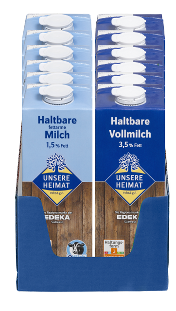 12er-Karton¹: Unsere Heimat – echt & gut haltbare Milch 