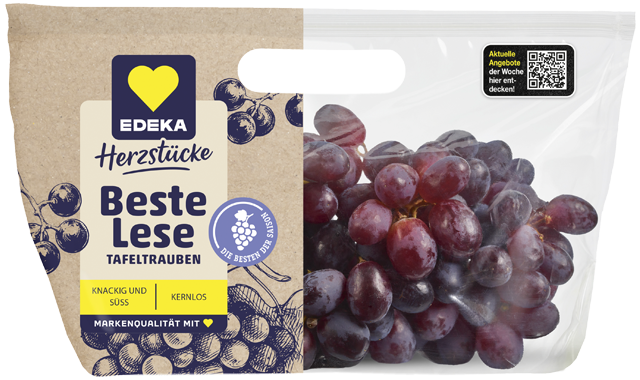 Ab Donnerstag erhältlich: EDEKA Herzstücke Trauben hell oder rot