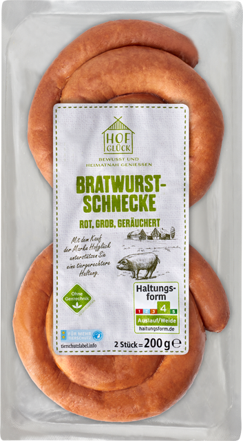 Hofglück Bratwurstschnecke rot geräuchert 