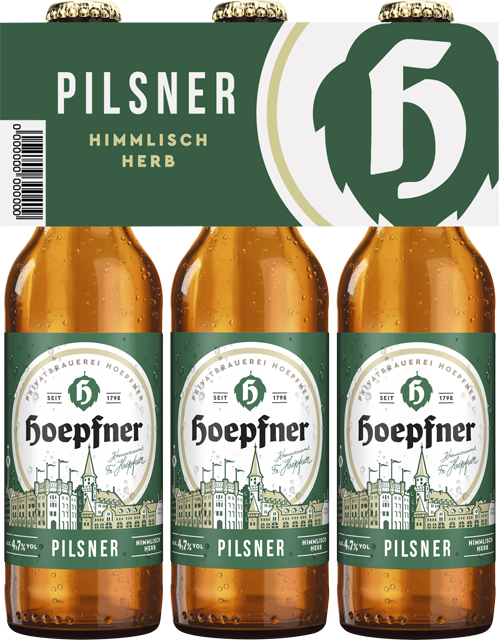 Mittwoch bis Samstag: Hoepfner Sixpack Pilsener, Grape 