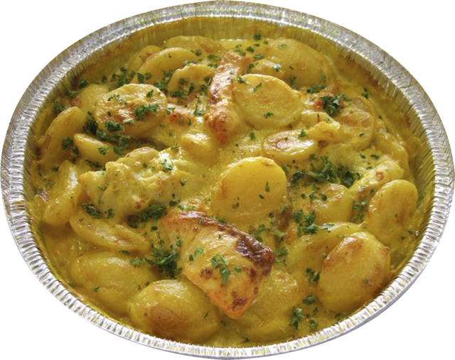 Frisch vorbereiteter  Baeckeoffe (nach Elsässer Art mit Fisch) 