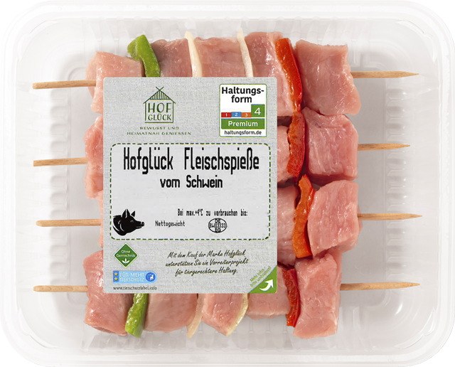 Im Frischepack: Hofglück Fleischspieße 