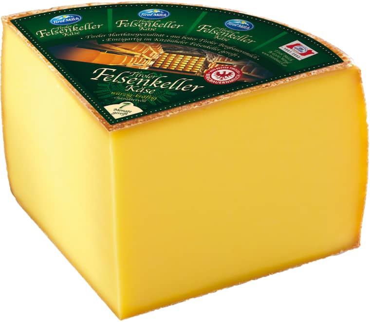 TirolMilch Tiroler Felsenkeller-Käse, 6 Monate gereift, kräftig, aromatisch, pikant und natürlich laktosefrei oder Tiroler Adler
