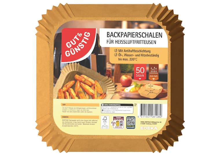 Gut & Günstig Backpapierschalen für Heißluftfritteusen