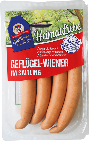 Golßener Gefügel-Wiener oder -Krakauer mit Käse