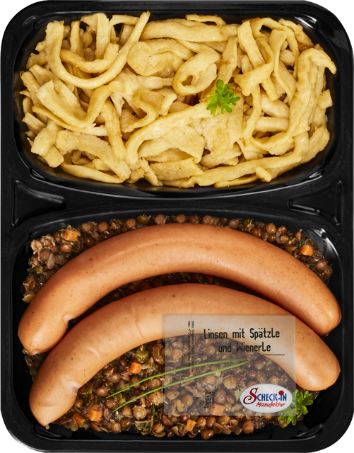 Linsen mit Spätzle und Wienerle 