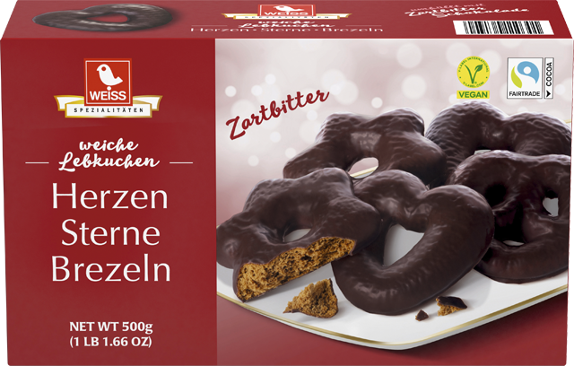 Weiss Herzen Sterne Brezeln Zartbitter