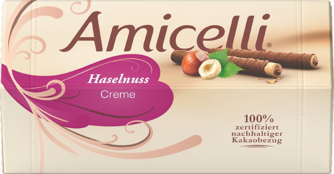 Amicelli schokoladenumhüllte Waffelröllchen