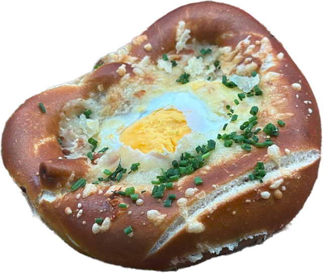 ¹Spiegelei-Brezel mit Käse 