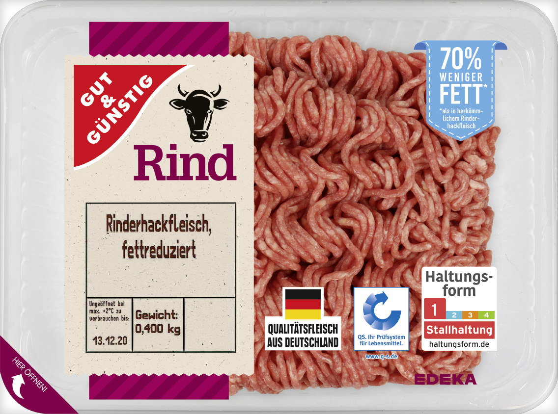 GUT&GÜNSTIG Rinderhackfleisch fettreduziert