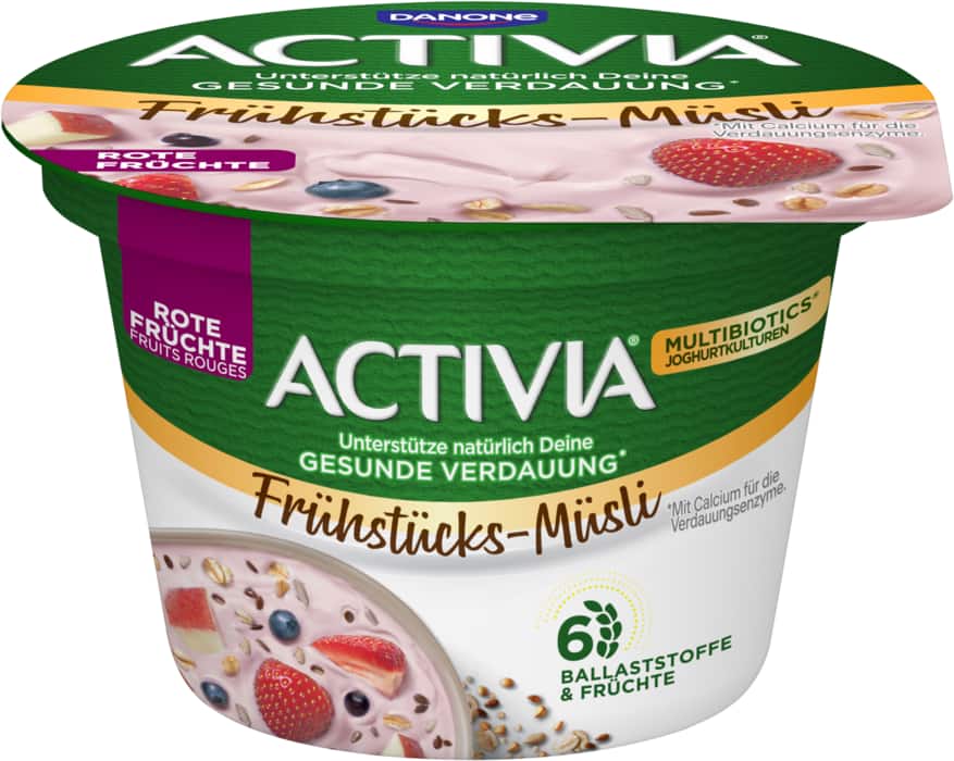 Danone Activia Frühstücks-Müsli rote Früchte oder Apfel oder Drink
