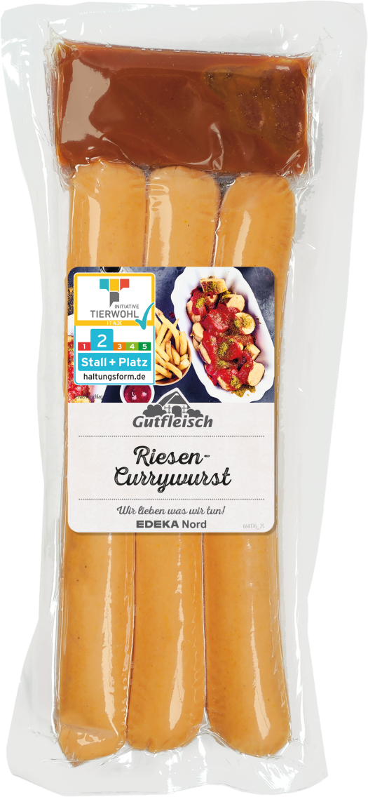 Gutfleisch Currywurst mit Currysauce und Currygewürzpulver