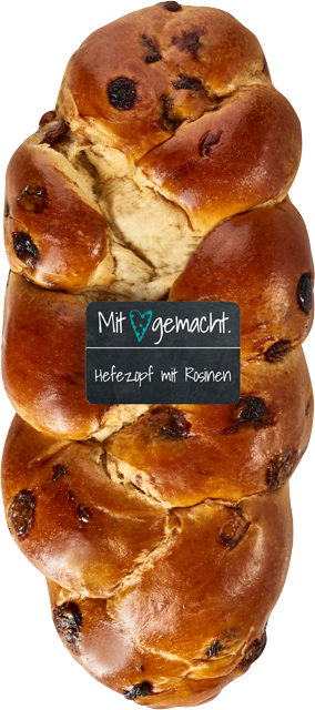 Mit Herz gemacht Hefezopf mit Rosinen
