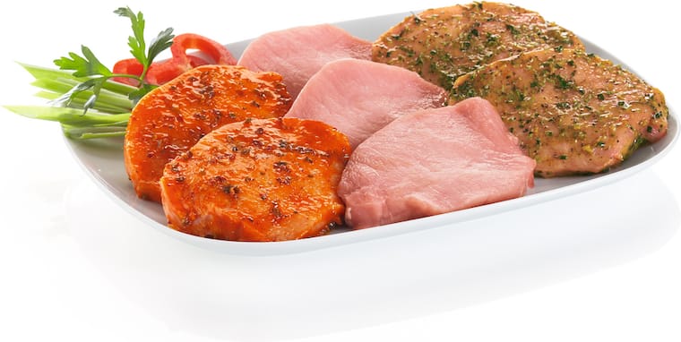 Strohschwein Schweine-Hals am Stück oder in Scheiben, -Rollbraten natur, -Rücken am Stück oder -Minutensteaks