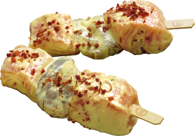 Ab Dienstag erhältlich: ¹Spieße Lachsfilets & Garnelen mariniert