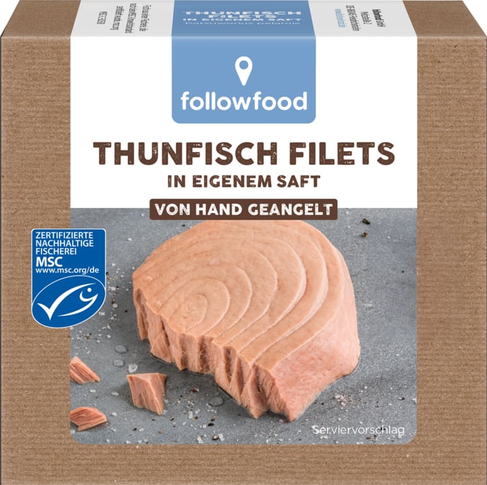 followfood Thunfisch Filets in eigenem Saft oder in Bio-Öl Abtropfgewicht 130/185g oder -Salat