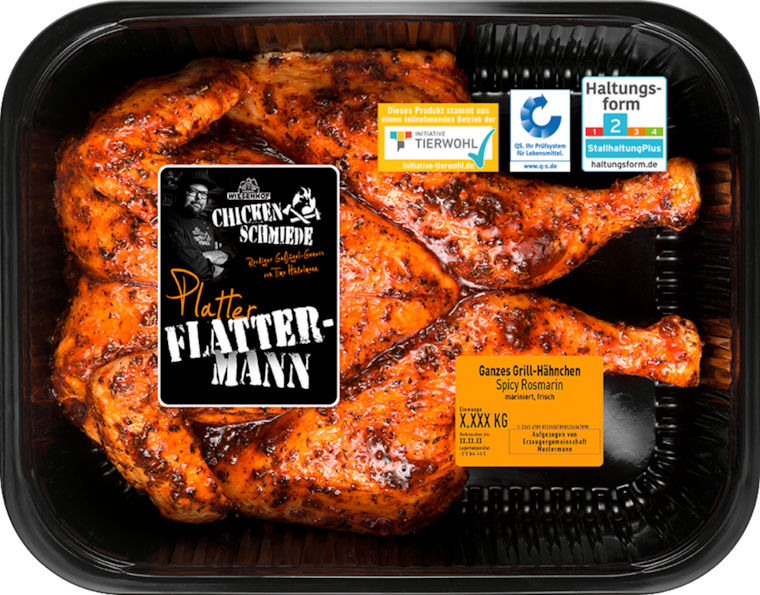 Wiesenhof Chicken & More Schmiede "Platter Flattermann" Ganzes Grill-Hähnchen