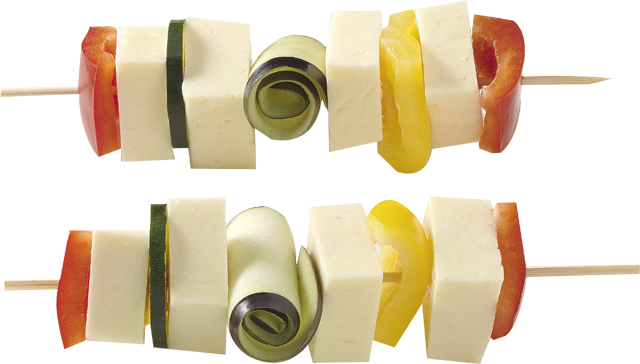 Grillkäse-Gemüse-Spieße
