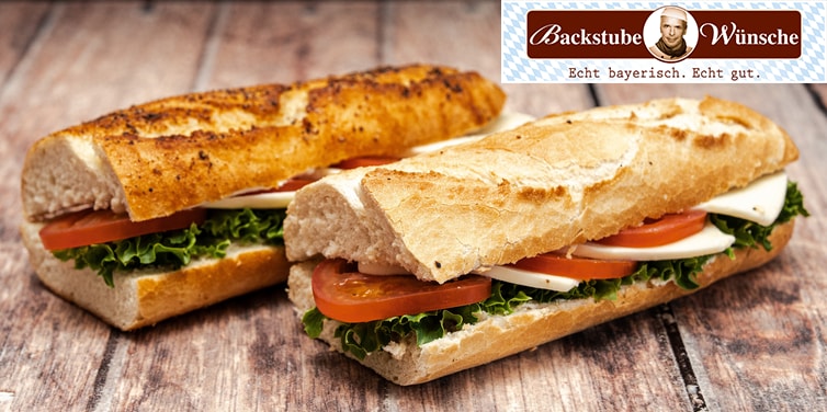 Baguette Tomate Mozzarella oder Pfefferbaguette