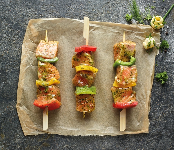 Lachsspieß Paprika