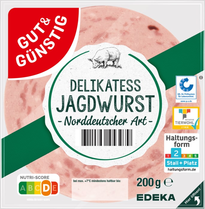 Gut&Günstig Delikatess Jagdwurst*, Bierwurst*, Mortadella* mit Pistazien oder Paprikalyoner*
