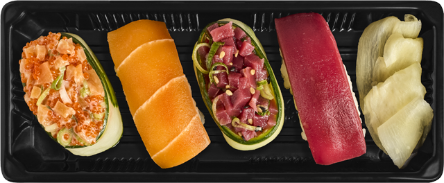 Veganer LAX und TUN Gunkan Nigiri 