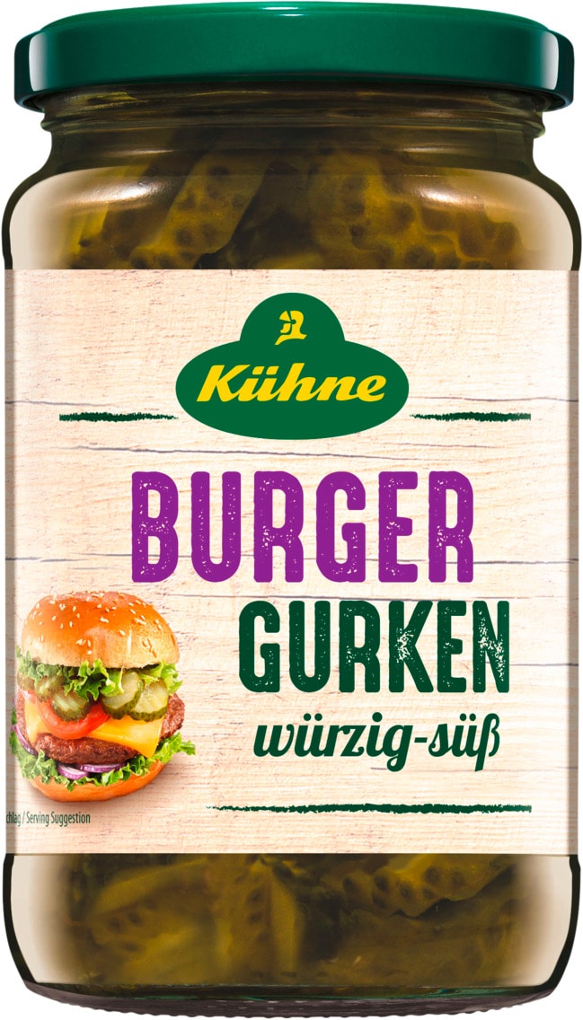 Kühne Burger Gurken oder Zwiebeln