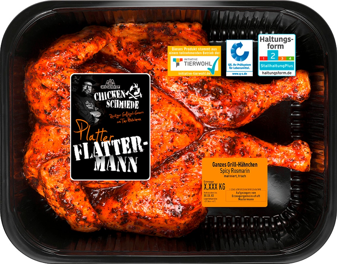 Wiesenhof Chicken & More Schmiede "Platter Flattermann" Ganzes Grill-Hähnchen