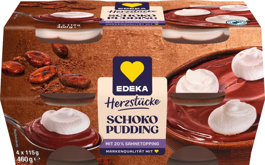 EDEKA Herzstücke Schoko- oder Vanillepudding mit Sahne