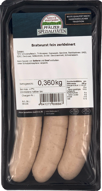 Bratwurst fein zerkleinert