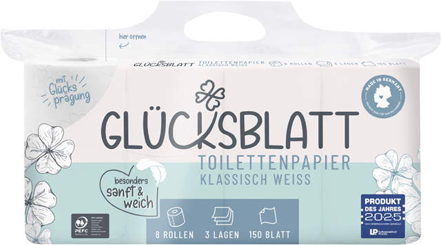 Glücksblatt Toilettenpapier Klassisch weiß