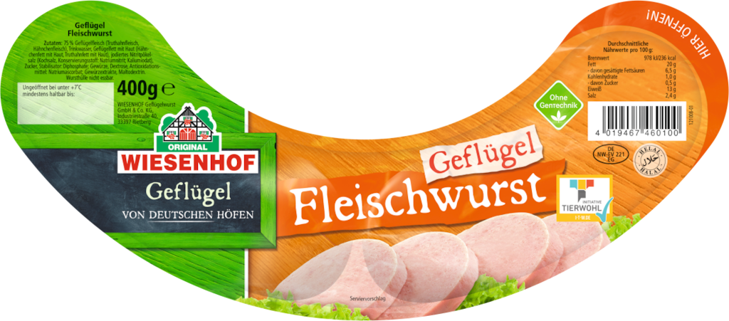 Wiesenhof Geflügel-Fleischwurst ohne Knoblauch