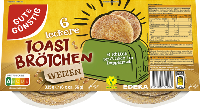 Gut & Günstig Toastbrötchen Weizen oder Dinkel