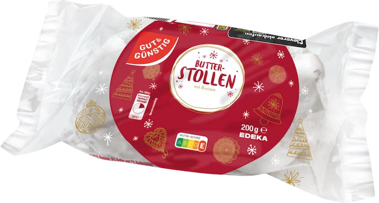 Gut&Günstig Butter-Stollen mit 31% Rosinen verfeinert oder Edelmarzipan-Stollen