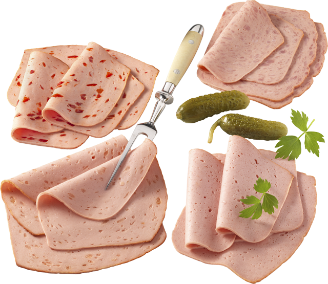 Fleischkäse-Aufschnitt gemischt 